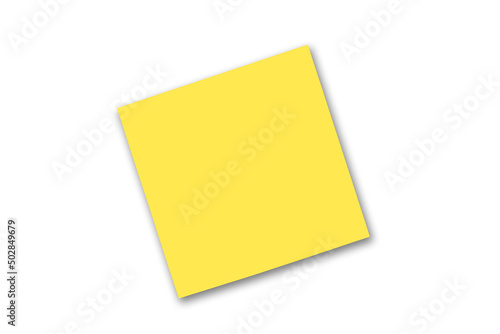 Post-it jaune, isolé sur fond blanc, avec ombre portée