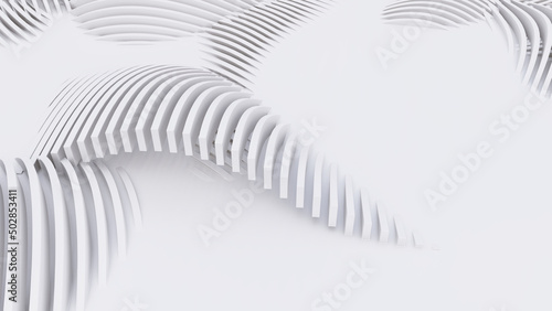 Abstract Curved Shapes. White Circular Background.