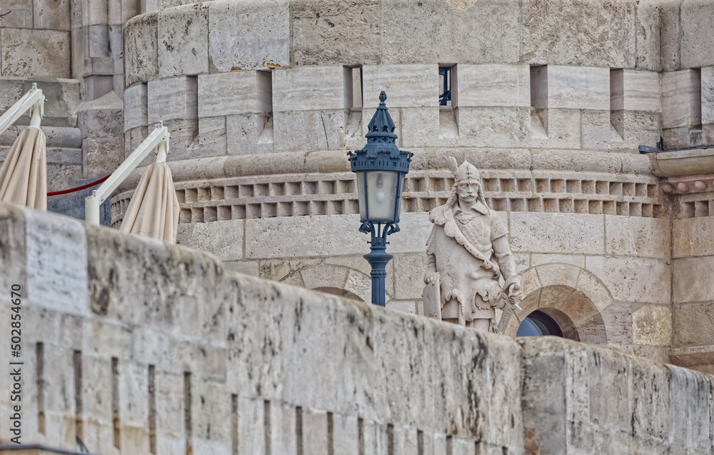 Obraz premium Fishermans Bastion architectural details in Budapest Hungary