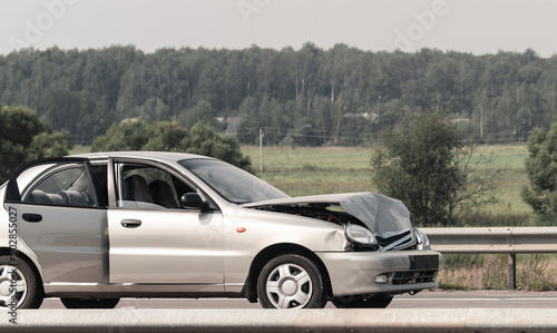 crashed new car at highway © S_E