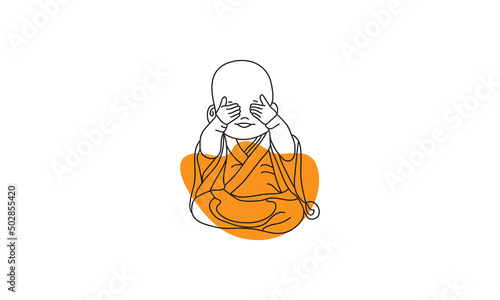 cute little monk logo vector