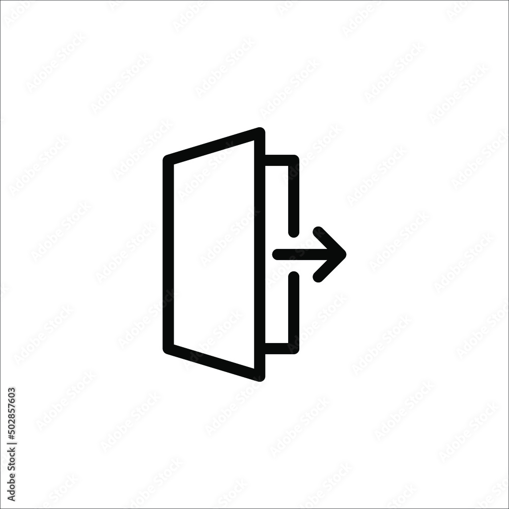 Logout icon. Exit Vector in trendy flat style. Flat Web Mobile Icon, Sign, Symbol, Button, Element - Vector illustration on white background Logout icon. Exit Vector in trendy flat style. Flat Web Mobile Icon, Sign, Symbol, Button, Element - Vector illustration on white background
