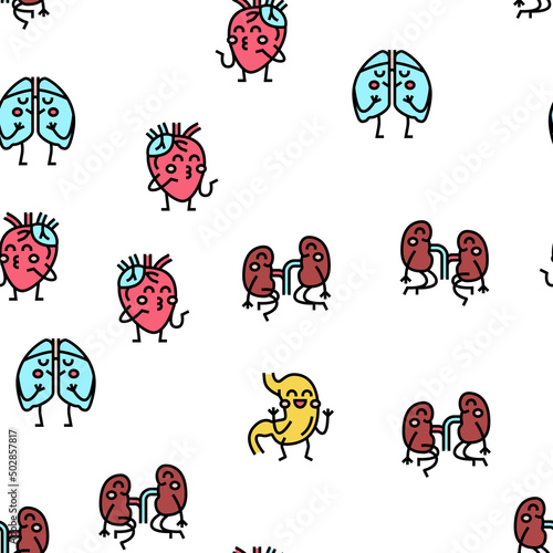 Kid Doctor Disease Treatment Vector Seamless Pattern Thin Line Illustration