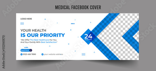 Medical Health or Doctor social media cover template premium vector