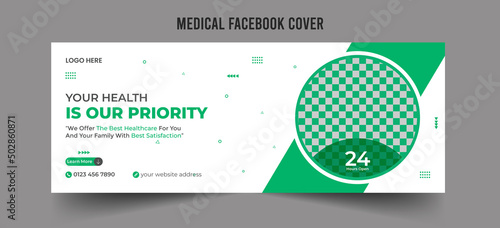 Medical Health or Doctor social media cover template premium vector