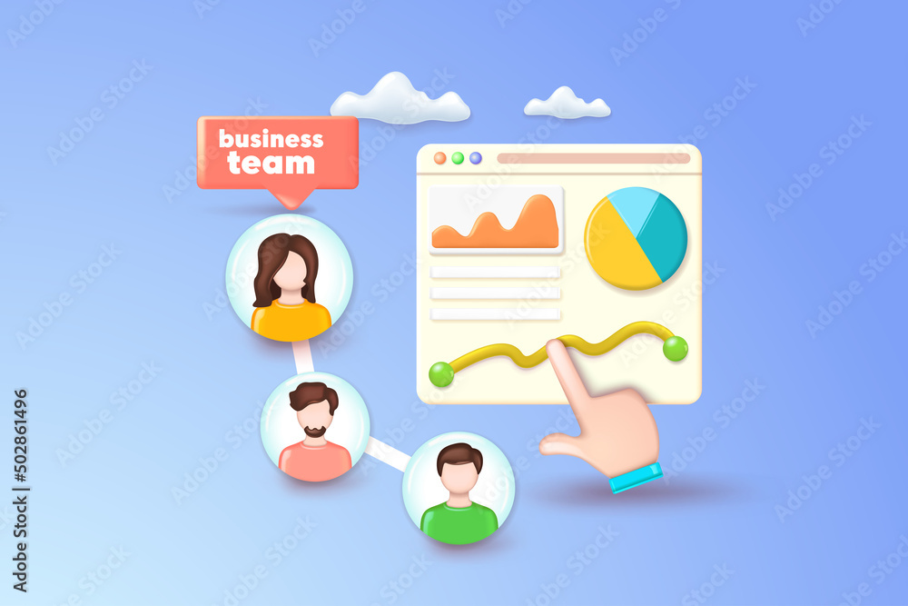 Obraz premium Online Meeting, Virtual Conference, Teamwork Concept. 3d realistic vector illustration.