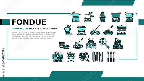 Fondue Cooking Delicious Meal Landing Web Page Header Banner Template Vector. Cheese And Chocolate Tasty Dish Prepared In Warmer Kitchen Appliance Electronic Equipment. Preparing Illustration