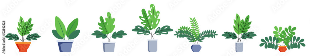 Hosue and office plants set with different plant tree set isolated Hosue and office plants set with different plant tree set isolated