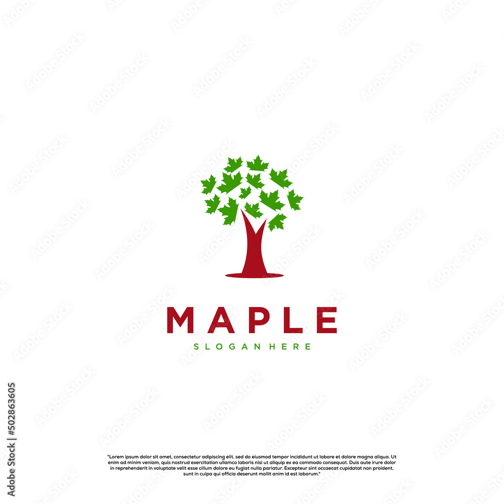 Obraz premium simple maple tree logo design on isolated background