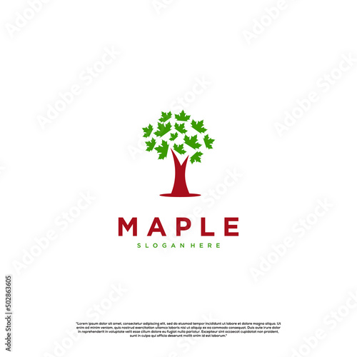 simple maple tree logo design on isolated background