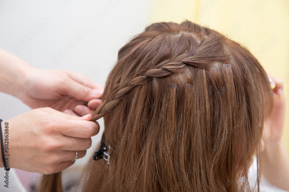 Obraz premium ヘアセットをする女性の頭 Hair set