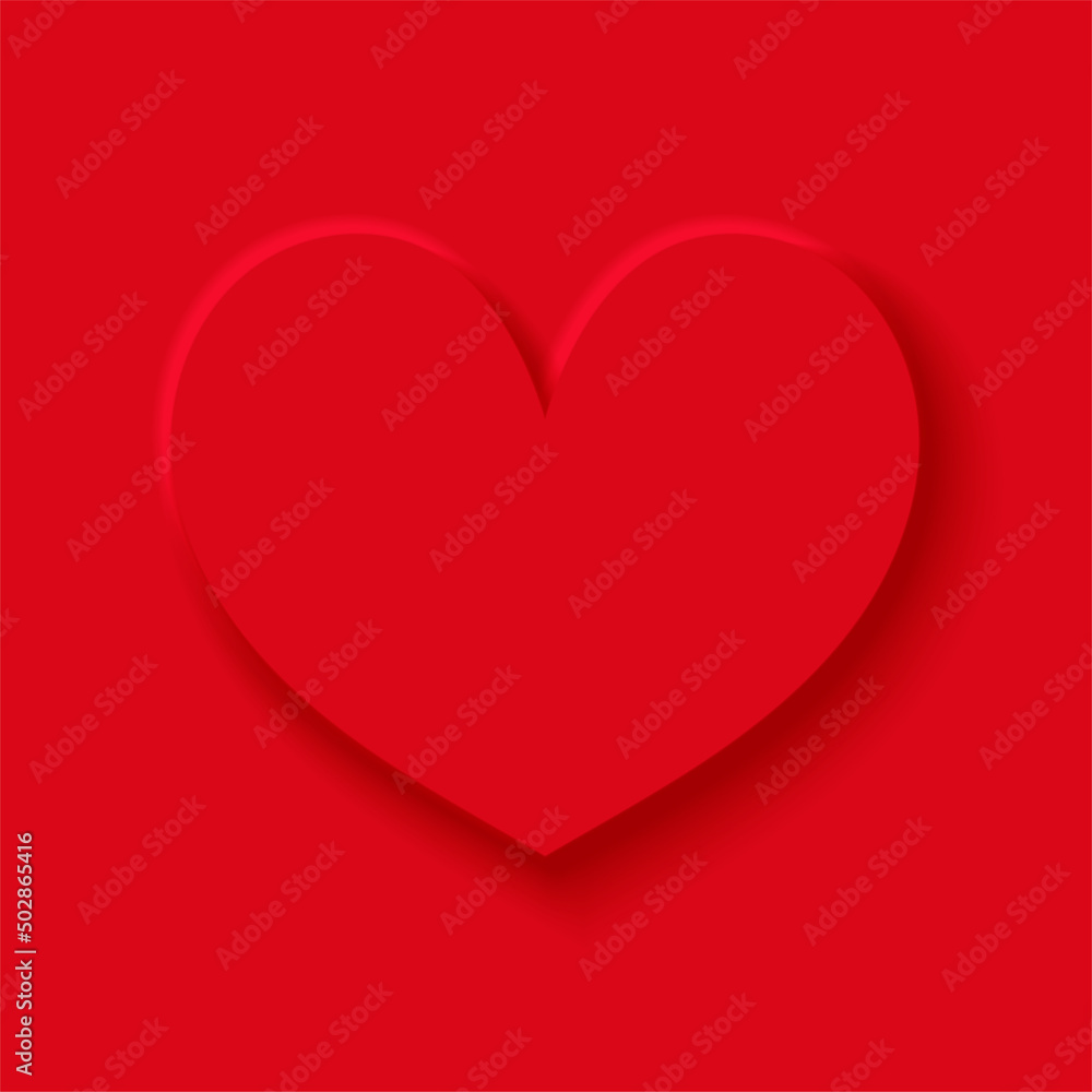 Red heart in Neumorphic design. Heart shape minimal embossed style. Love symbol for decor Valentine's day. Top view. Vector illustration. Red heart in Neumorphic design. Heart shape minimal embossed style. Love symbol for decor Valentine's day. Top view. Vector illustration.