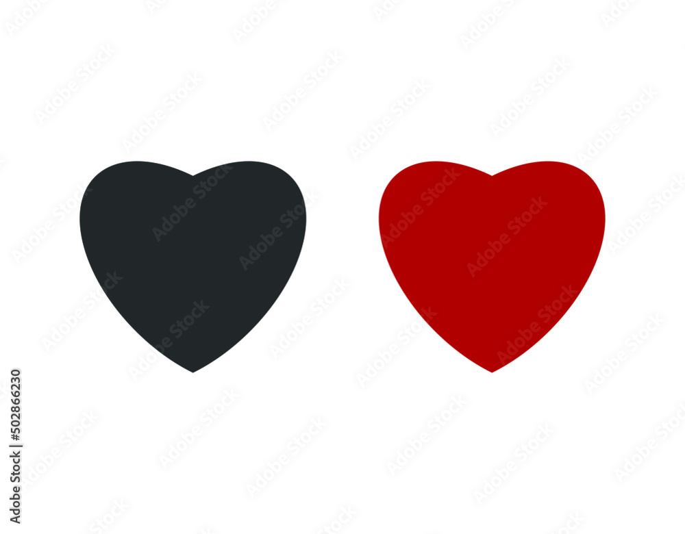 Collection of Love Heart Symbol Icons . Love Illustration Set with Solid and Outline Vector Hearts