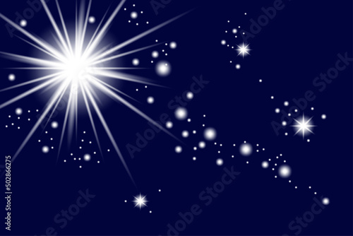 Blue moon stars sky. Astronomy science. Nature landscape. Space background. Vector illustration. stock image. 