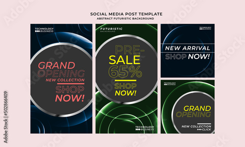 Social media post hot deal  mega sale collection futuristic circle geometric seamless pattern gradients template Background design. Abstract Business technology banner. Vector illustration.