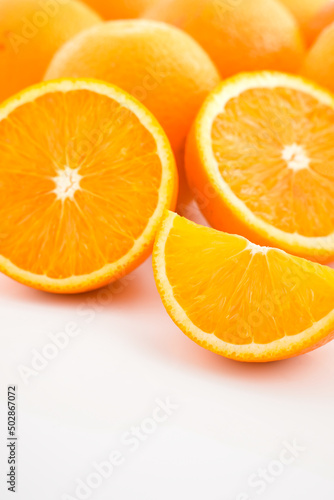 sliced orange on white background