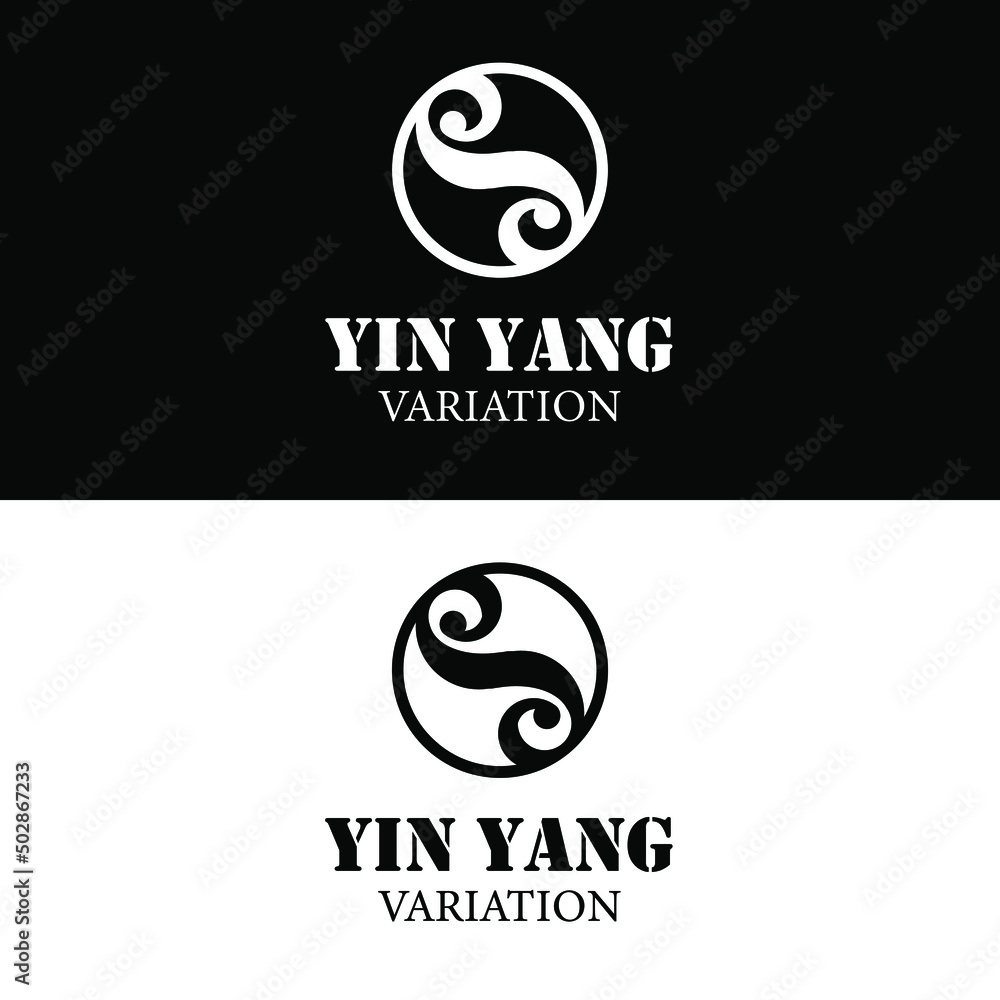 Simple flat yin yang variation silhouette for symbol of harmony and ...