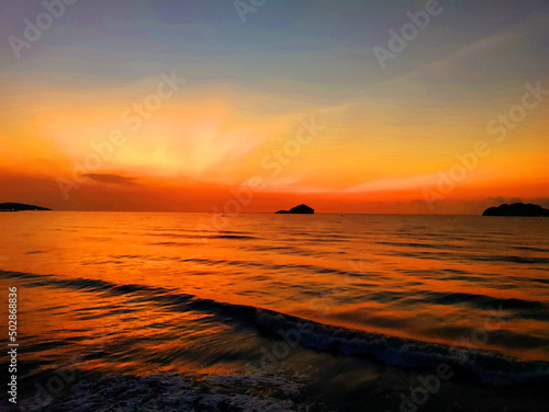 landscape with sunset over the sea