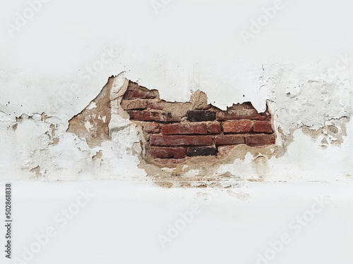 Brick grunge wall background with red clay bricks