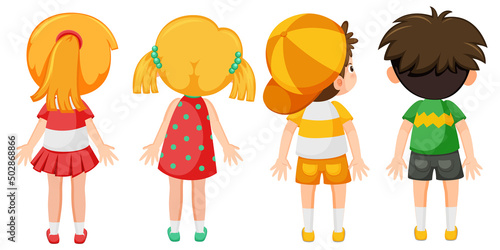 Back of little kids cartoon characters