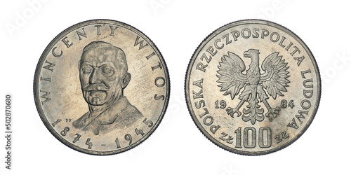 Poland 100 zlotys, 1984 110th anniversary of the birth of Wincenty Witos