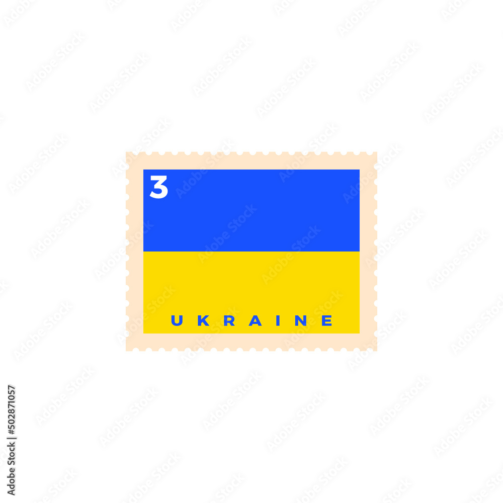 Ukraine postage stamp. Ukraine National Flag Postage Stamp. Stamp with