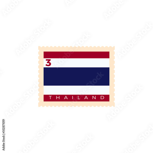 Thailand postage stamp. Thailand National Flag Postage Stamp. Stamp with official country flag pattern and countries name vector illustration