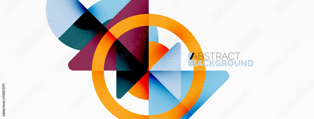Creative geometric wallpaper. Minimal abstract background. Triangles and circles composition vector illustration for wallpaper banner background or landing page Creative geometric wallpaper. Minimal abstract background. Triangles and circles composition vector illustration for wallpaper banner background or landing page