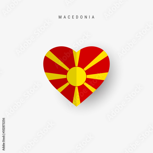 Macedonia heart shaped flag. Origami paper cut Macedonian national banner. 3D vector illustration isolated on white with soft shadow. Free Download Macedonia heart shaped flag. Origami paper cut Macedonian national banner. 3D vector illustration isolated on white with soft shadow. - GFXLoad