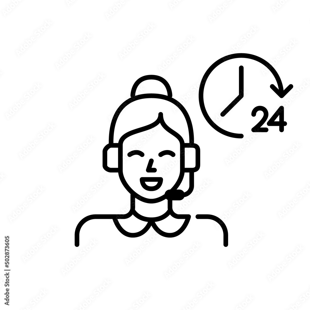 24 hour psychotherapy support contact centre. Pixel perfect, editable stroke line art icon