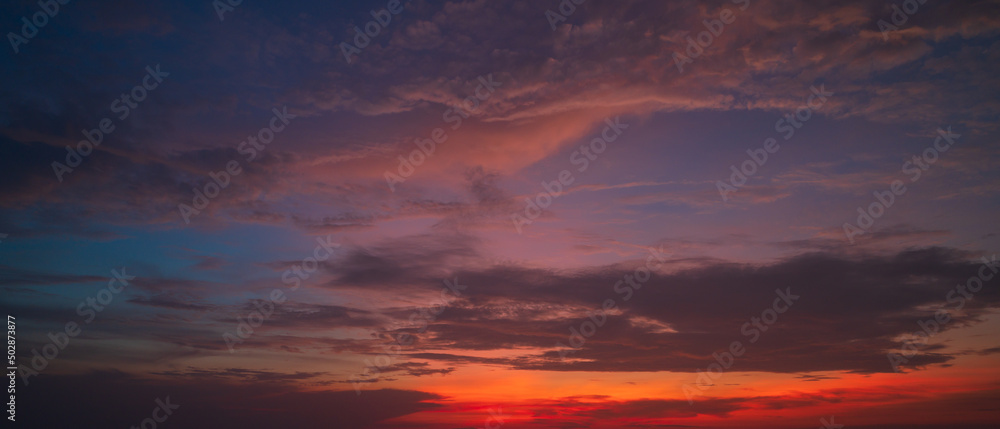 Fototapeta premium Sunset sky background,Landscape blue sky with clouds nature concept for cover banner background.