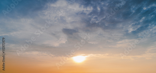 Sunset sky background,Landscape blue sky with clouds nature concept for cover banner background. © Hide_Studio