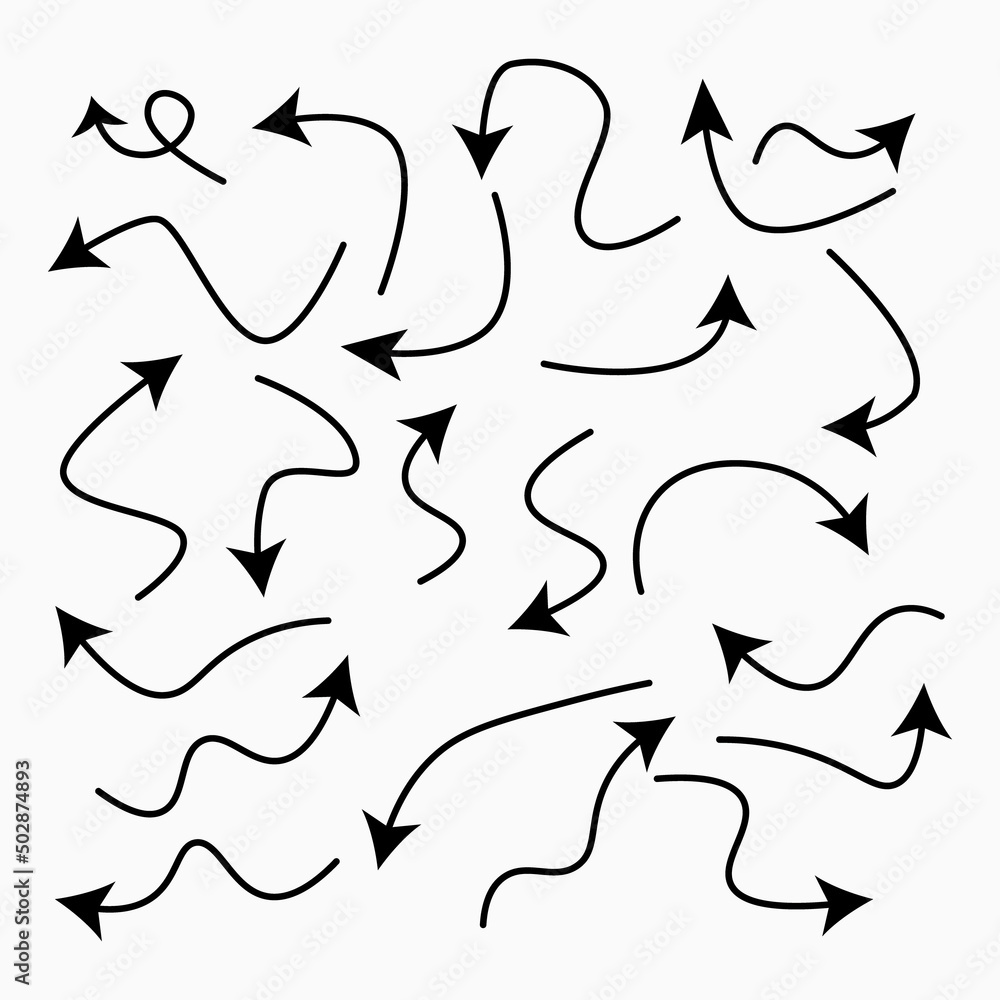 Vector illustration of curved arrow icons design. direction signs. black arrows set Vector illustration of curved arrow icons design. direction signs. black arrows set