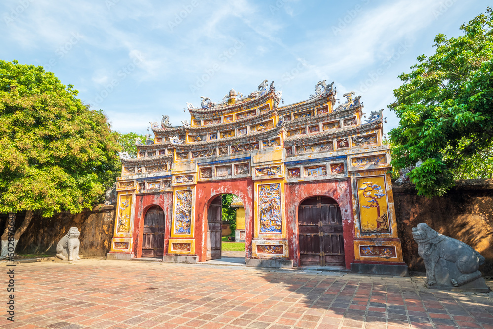Fototapeta premium As the nation's ancient capital, Hue is capable of boasting plenty of historical beauty. Hue citadel is a world heritage site and provides a great place for visitors to discover