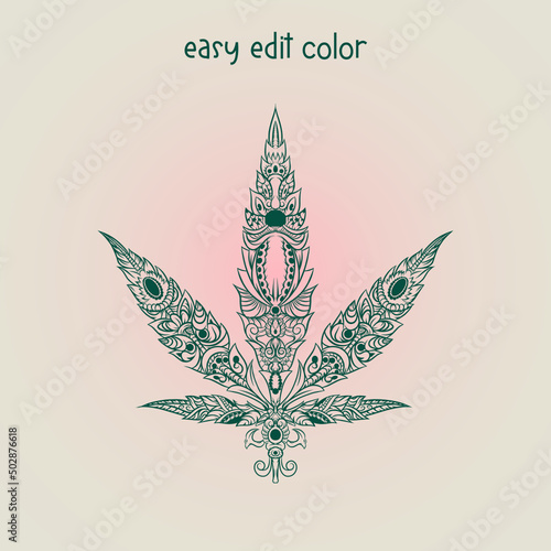 Cannabis or marijuana ornament vector easy edit the color, thanks for download