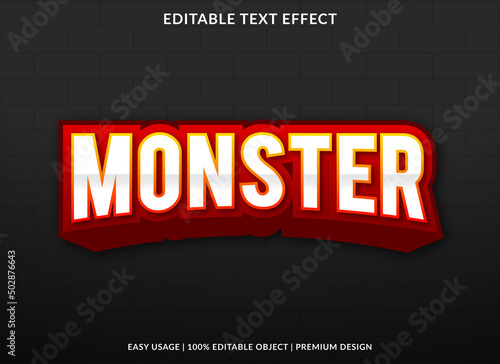 monster text effect template with editable layout use for business brand and logo