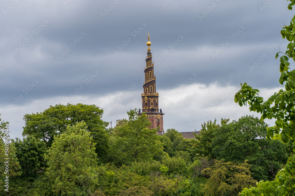 View of the magestic european architectures of the palace, Botanic gardens, goverment, and scultures of Copenhagen