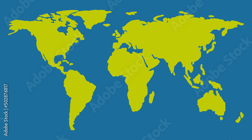 Flat simplified earth map. Color illustration.