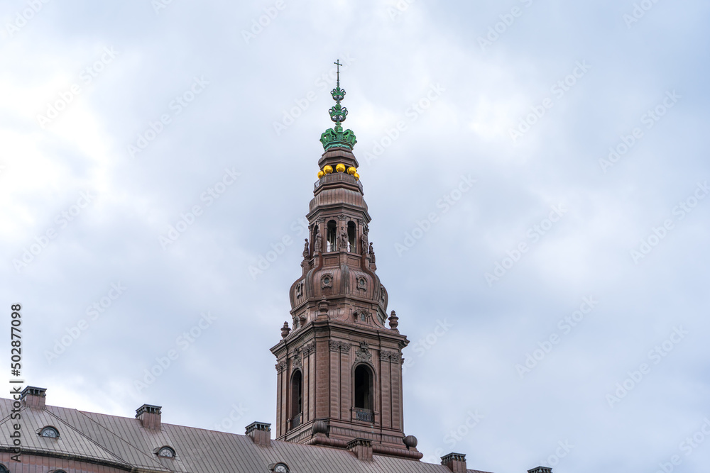 View of the magestic european architectures of the palace, Botanic gardens, goverment, and scultures of Copenhagen