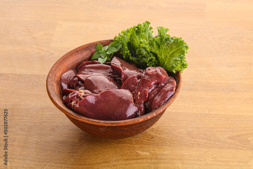 Raw chicken liver in the bowl Raw chicken liver in the bowl