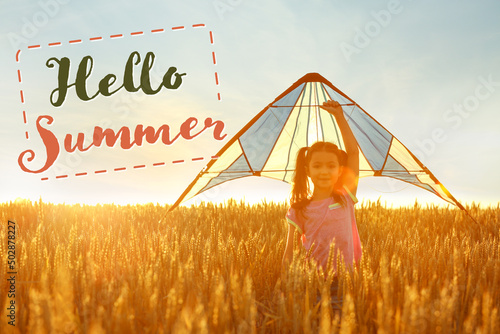 Cute little girl with kite ...