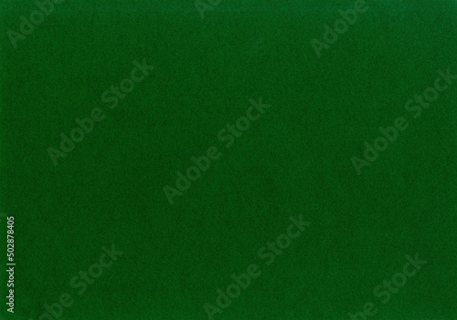 High resolution dpi close up scan of a fine grain fiber smooth paper texture background. Warm dark forest green colored wallpaper for natural product mockup material with copy space for text