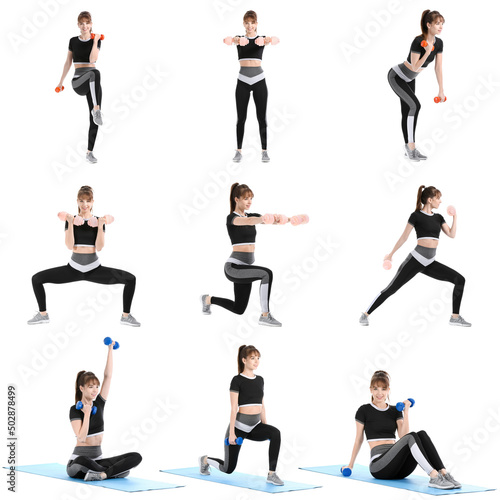 Set of sporty young woman t...