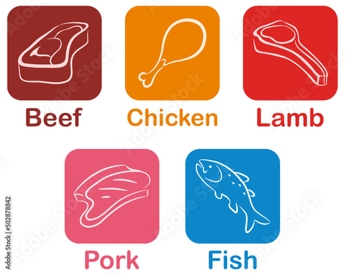 Meat Grocery Section Icons ...