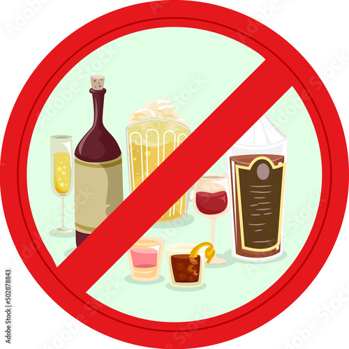 Banned Sign No Alcohol Illu...