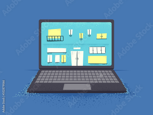 Laptop Building Doors Windo...