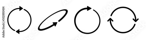 Circle arrow icon set. Circular rotation 360 degree symbols isolated on white background.