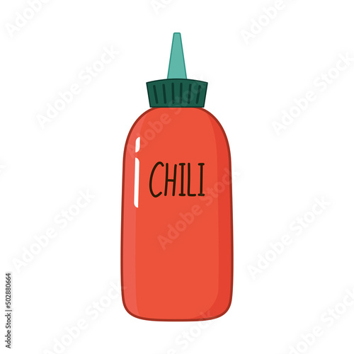 Hot sauce bottle vector. Chili sauce cartoon vector.