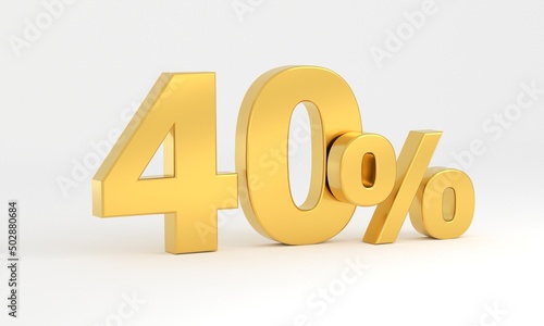 3d golden percent,
Gold 40 percent isolated on white background