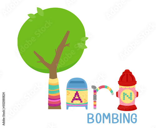 Yarn Bombing Lettering Illustration
